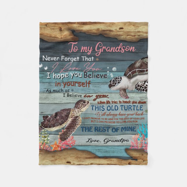 Personalised Letter To My Grandson From Grandpa, G Fleece Blanket (Front)