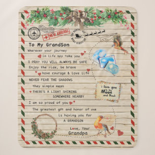 Personalised Letter To My Grandson From Grandpa, Sherpa Blanket
