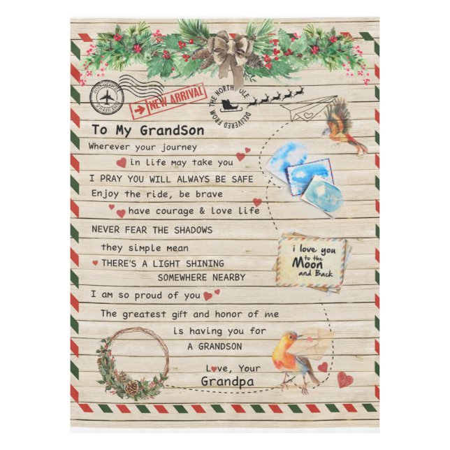 Personalised Letter To My Grandson From Grandpa Tablecloth (Front)