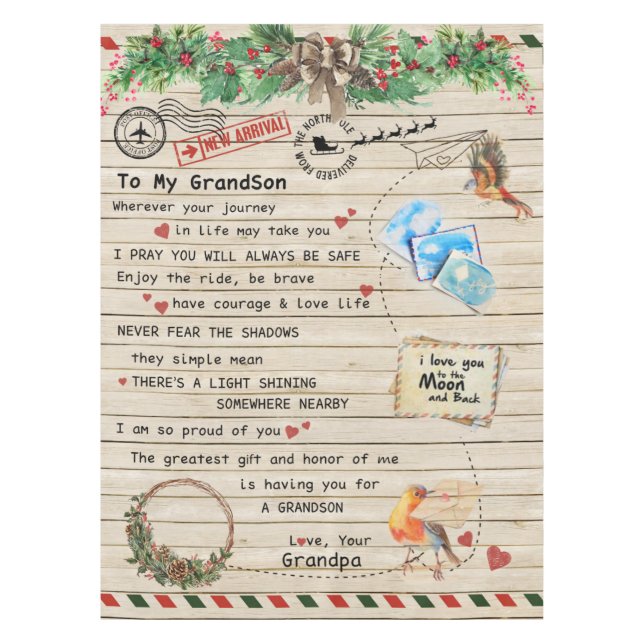 Personalised Letter To My Grandson From Grandpa Tablecloth (Front)