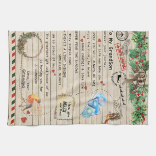 Personalised Letter To My Grandson From Grandpa Tea Towel