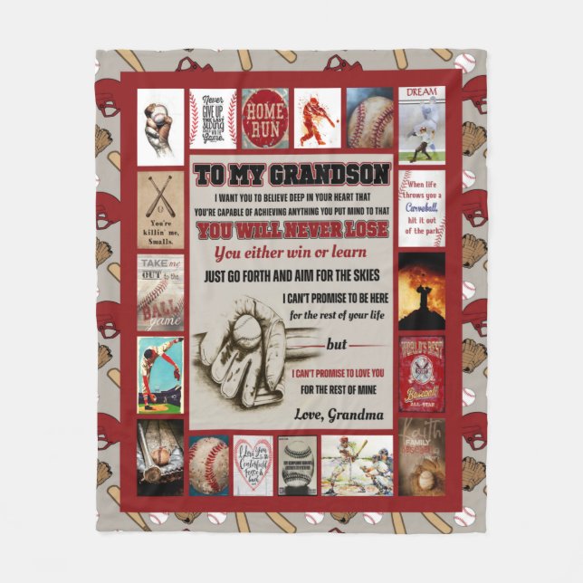 Personalised Letter To My Grandson, Love Grandma Fleece Blanket (Front)