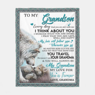 Personalised Letter To My Grandson, Love Grandson Fleece Blanket