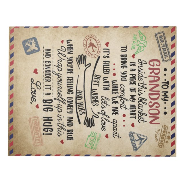 Personalised Letter To My Grandson, Love Grandson Notepad (Front)