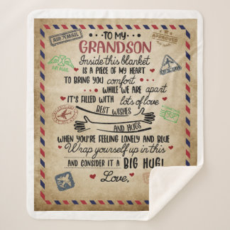 Personalised Letter To My GrandSon Sherpa Blanket
