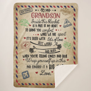 Personalised Letter To My GrandSon Sherpa Blanket