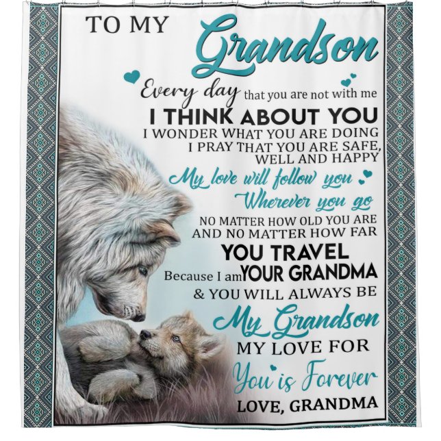 Personalised Letter To My Grandson Shower Curtain (Front)