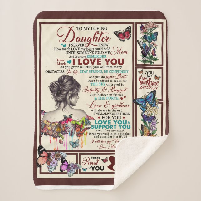 Personalised Letter To My Loving Daughter Sherpa Blanket (Front)