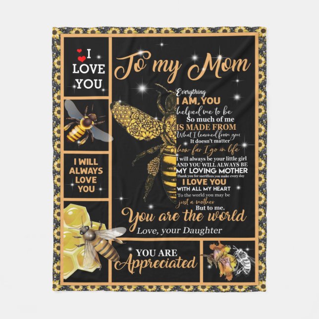 Personalised Letter To My Loving Mum Fleece Blanket (Front)