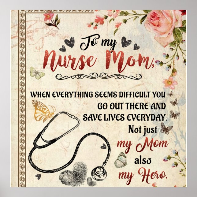Personalised Letter To My Nurse Mum Poster (Front)