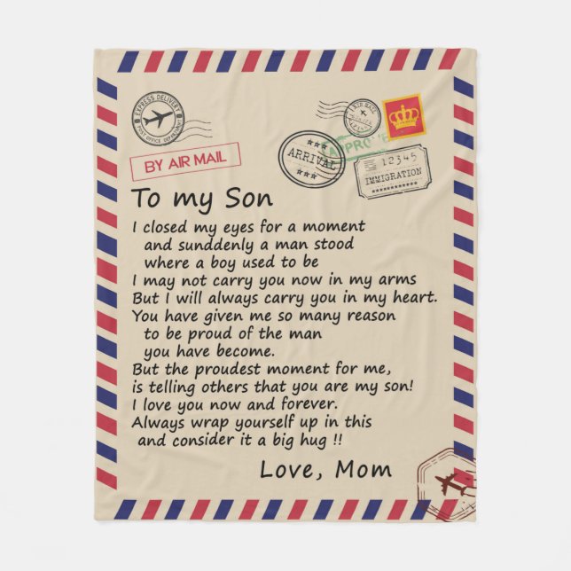 Personalised Letter To My Son From Dad Fleece Blanket (Front)