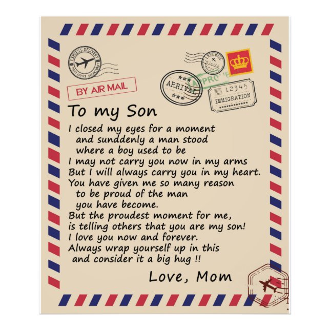 Personalised Letter To My Son From Dad Photo Print (Front)