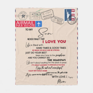 Personalised Letter To My Son From Mum Fleece Blanket