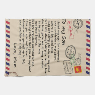 Personalised Letter To My Son From Mum Tea Towel