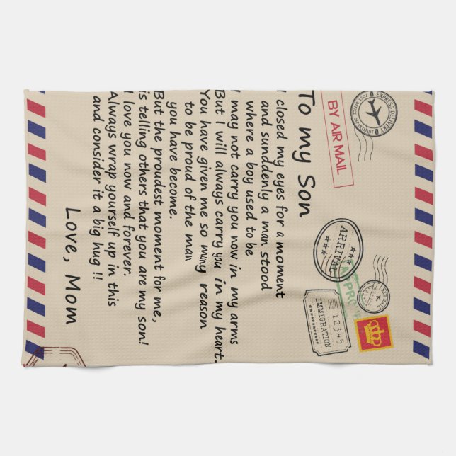 Personalised Letter To My Son From Mum Tea Towel (Horizontal)