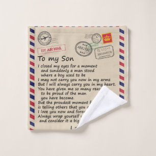 Personalised Letter To My Son From Mum Wash Cloth