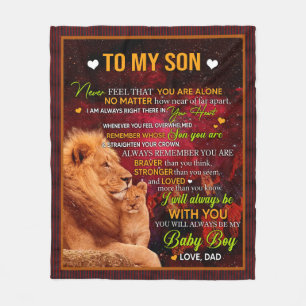 Personalised Letter To My Son Love From Dad Lion Fleece Blanket