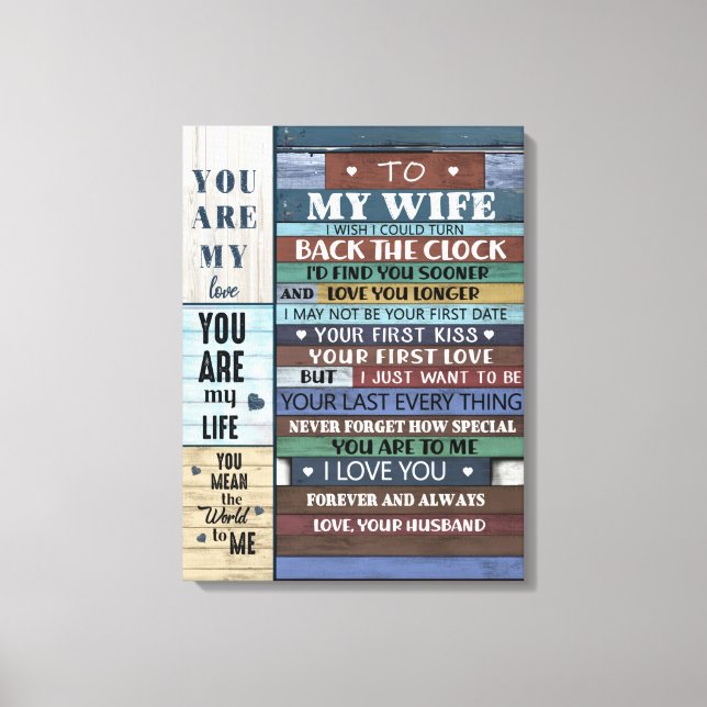Personalised Letter To My Wife, Canvas Print (Front)