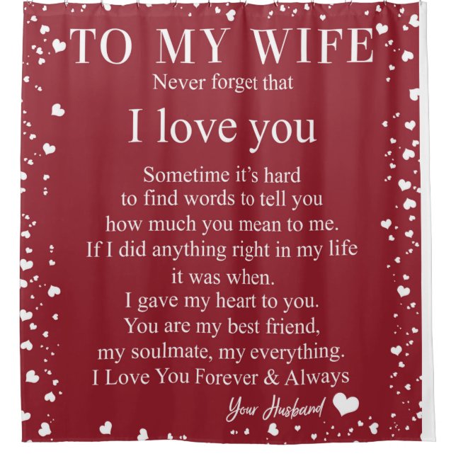 Personalised Letter To My Wife, Couple Valentine Shower Curtain (Front)
