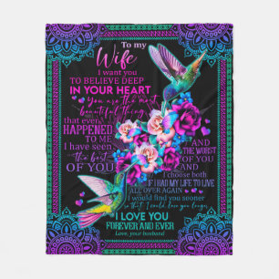 Personalised Letter To My Wife - Hummingbird Fleece Blanket
