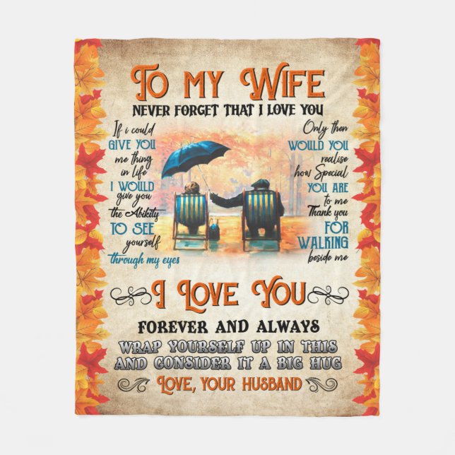 Personalised Letter To My Wife Love From Husband B Fleece Blanket (Front)