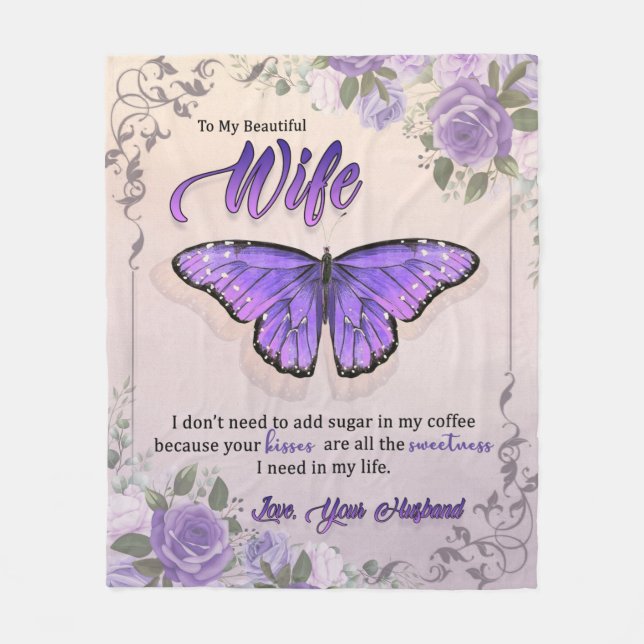 Personalised Letter To My Wife Love From Husband Fleece Blanket (Front)