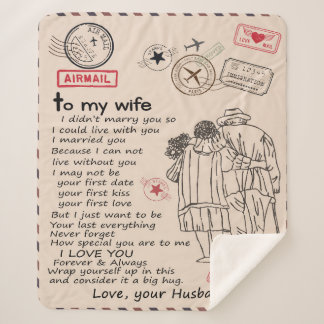 Personalised Letter To My Wife, Wife Birthday Gift Sherpa Blanket