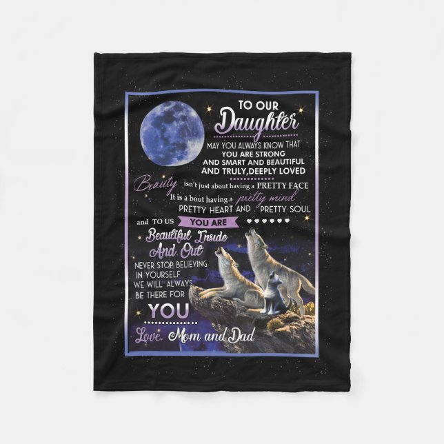 Personalised Letter To Our Daughter Mum And Dad bl Fleece Blanket (Front)