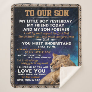Personalised Letter To Our Son Sherpa Blanket
