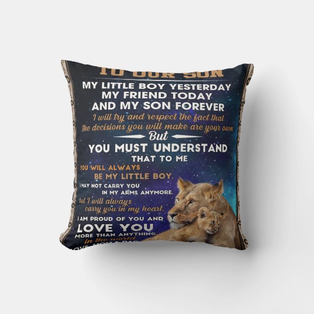 Personalised Letter To Our Son, Son Birthday Gift Cushion (Front)