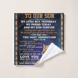 Personalised Letter To Our Son Wash Cloth