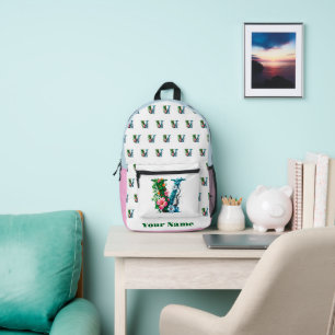 Personalised Letter V Printed Backpack