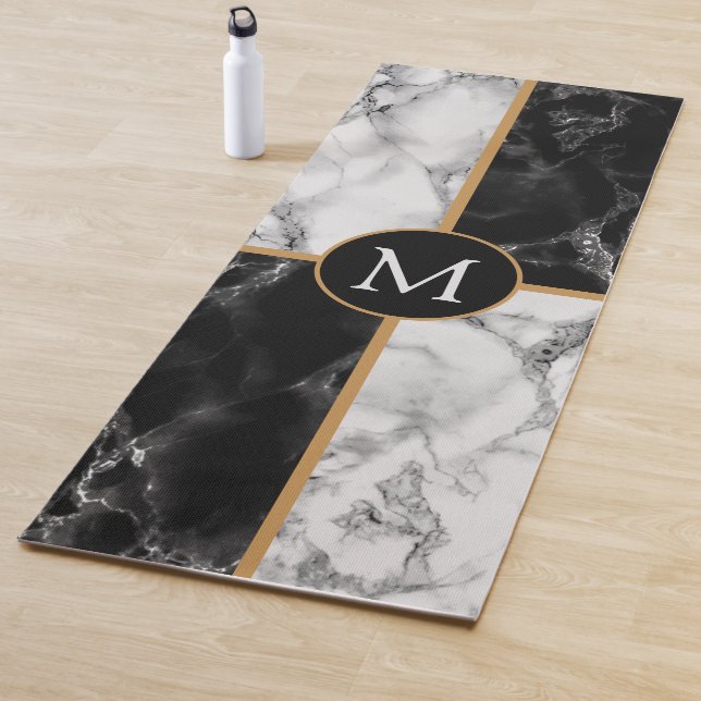 Personalised Letter Yoga Mat with Marble Design (In Situ)