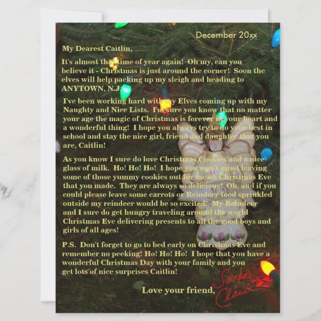 Personalised Letters from Santa Angel (Front)