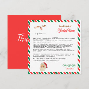 Personalised LetterSantaClausEnvelope Liner Thank You Card