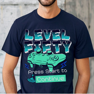 Personalised Level 50 Retro Gaming 50th Birthday  T-Shirt