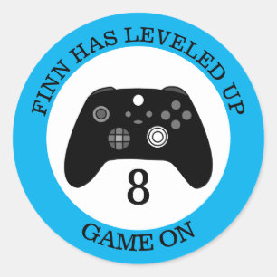Personalised Level Up Gaming Themed Birthday Classic Round Sticker