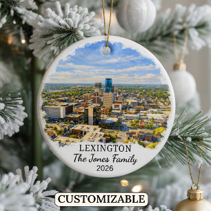 Personalised Lexington Ornament, Custom Kentucky Ceramic Tree Decoration