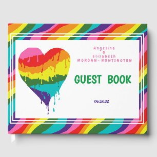 Personalised LGBT Rainbow Heart Wedding Guest Book