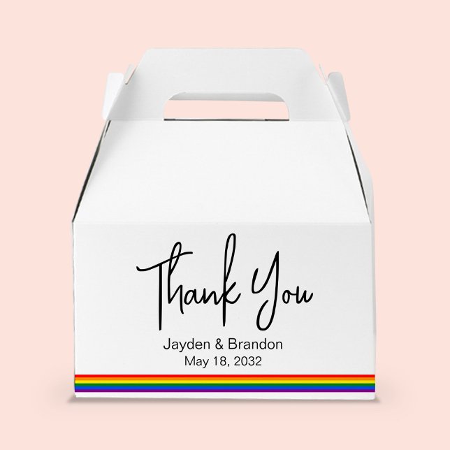 Personalised LGBT Rainbow Wedding Thank You Favour Box (Personalized LGBT Rainbow Wedding Thank You Favor Boxes
)