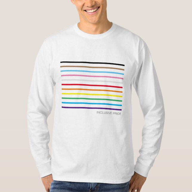 Personalised LGBTQ Inclusive Pride lines Flag T-Shirt (Front)