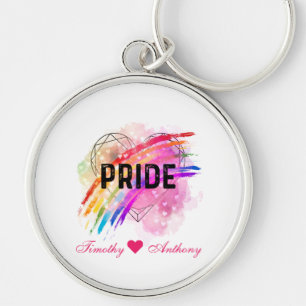 Personalised LGBTQ Pride Rainbow Colour Heart Key Ring