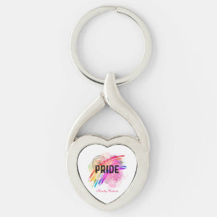 Personalised LGBTQ Pride Rainbow Colour Heart Key Ring