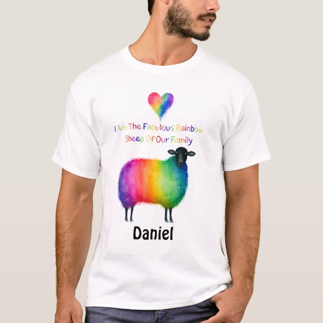 Personalised LGBTQ Rainbow Sheep  T-Shirt (Front)