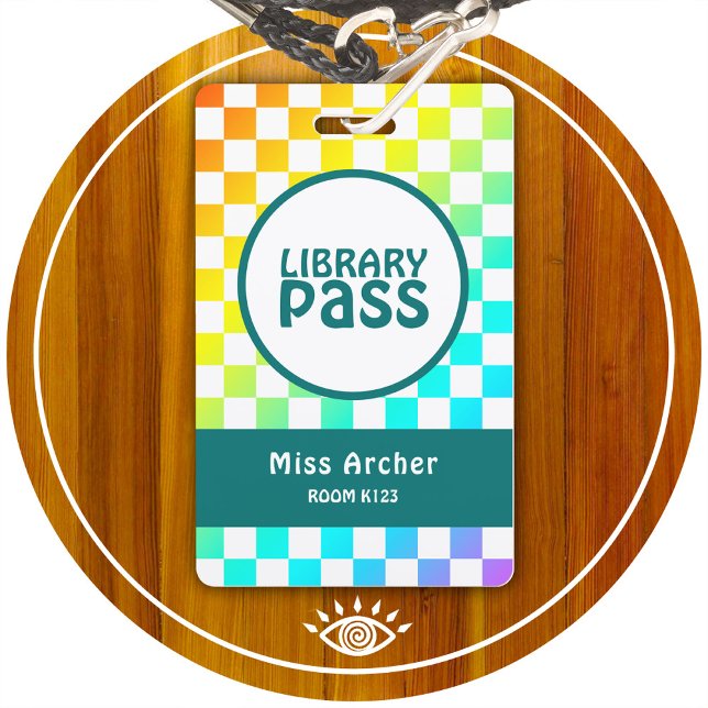 Personalised Library Bathroom Pass Teachers Card ID Badge (Creator Uploaded)