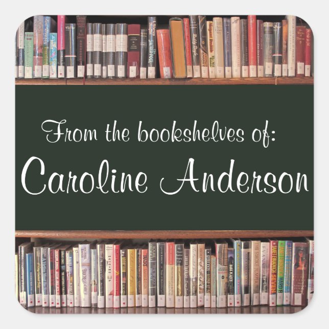 Personalised Library Bookshelves Bookplate Sticker (Front)