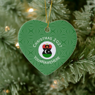 Personalised Libyan Angel Christmas Flag Ceramic Tree Decoration