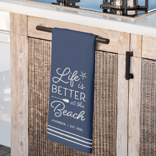 Personalised Life Is Better at the Beach Tea Towel