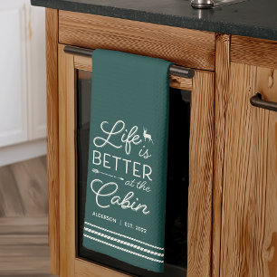 Personalised Life Is Better at the Cabin Tea Towel