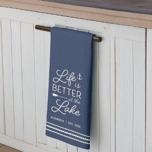 Personalised Life Is Better at the Lake Tea Towel